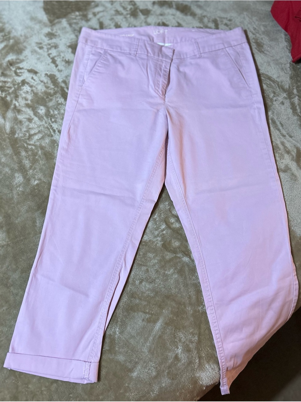LOFT light pink skinny chino cropped khakis size 14p